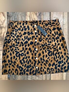 Akaiv Leopard Print Button-Front Mini Skirt - Brown/Black